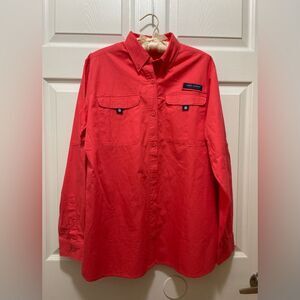 Simply Southern Women's Button Shirt Jacket Size M Hot Pink 100% Cotton